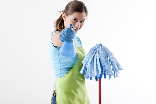 Commercial cleaning team working in a Stockwell office environment