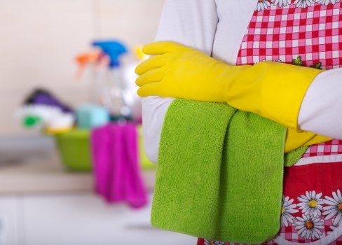 Cleaner treating stains on a sofa in a Stockwell property